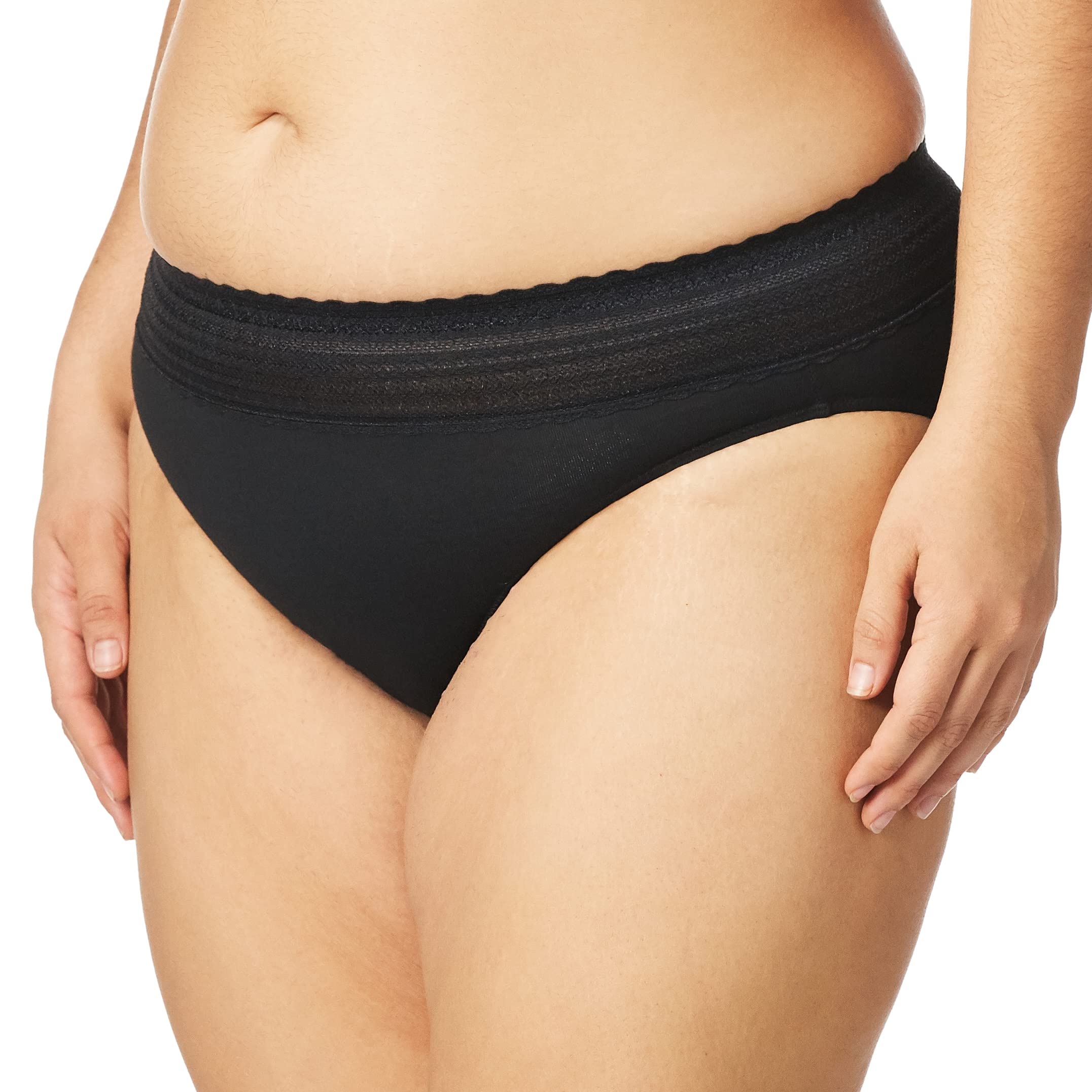 Photo 1 of Warner's Women's No Pinching No Problems Dig-Free Comfort Waist with Lace Cotton Hi-Cut RT2091P, Rich Black, Large