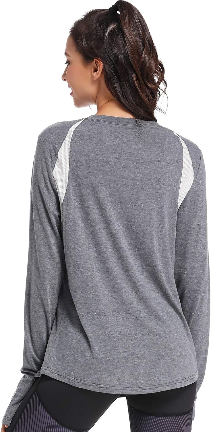 Muzniuer Women's Workout Long Sleeve T Shirt Plain Long Sleeve Shirt Yoga Tops Gym Sports T-Shirt with Thumb Hole: Clothing