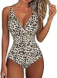Hilor Women's Leopard One Piece Swimsuit Tummy