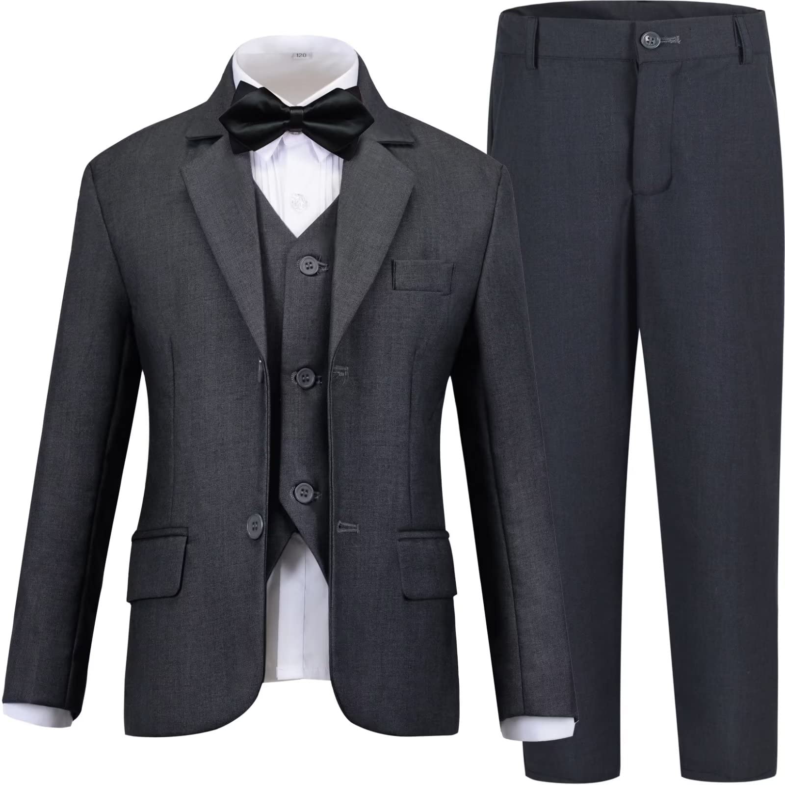 Boys Suit Toddler Kids Easter Christmas Wedding Outfit Easter Tuxedo Set Dark Grey Suits for Boys Size 18 Image