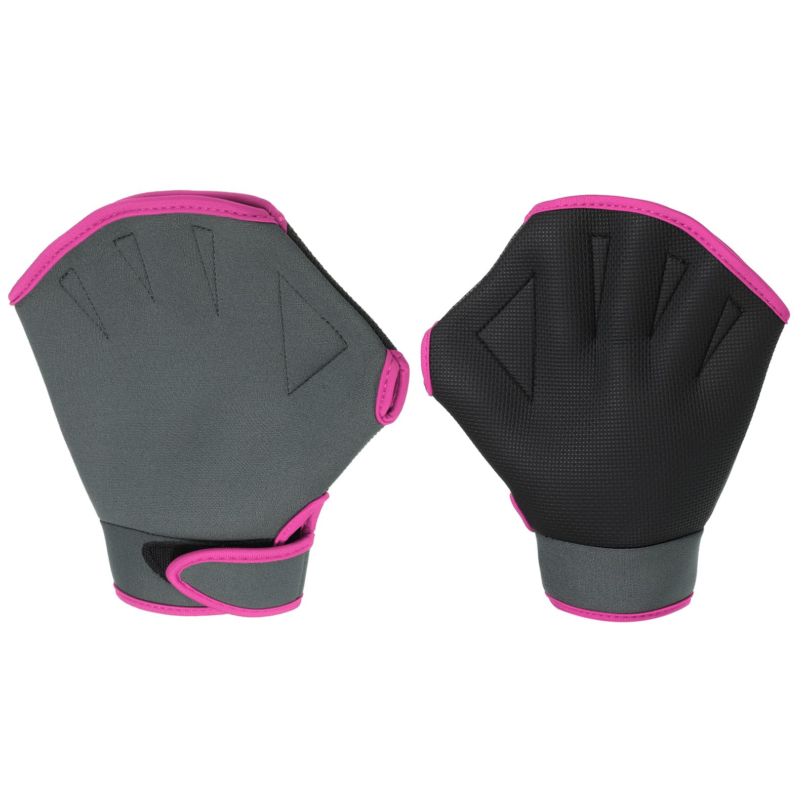 PATIKIL Webbed Swimming Gloves, 1 Pair Swim Gloves Aquatic Fitness Water Resistance Aerobics Gloves for Women and Men Swimming Diving, Gray/Rose Red, S