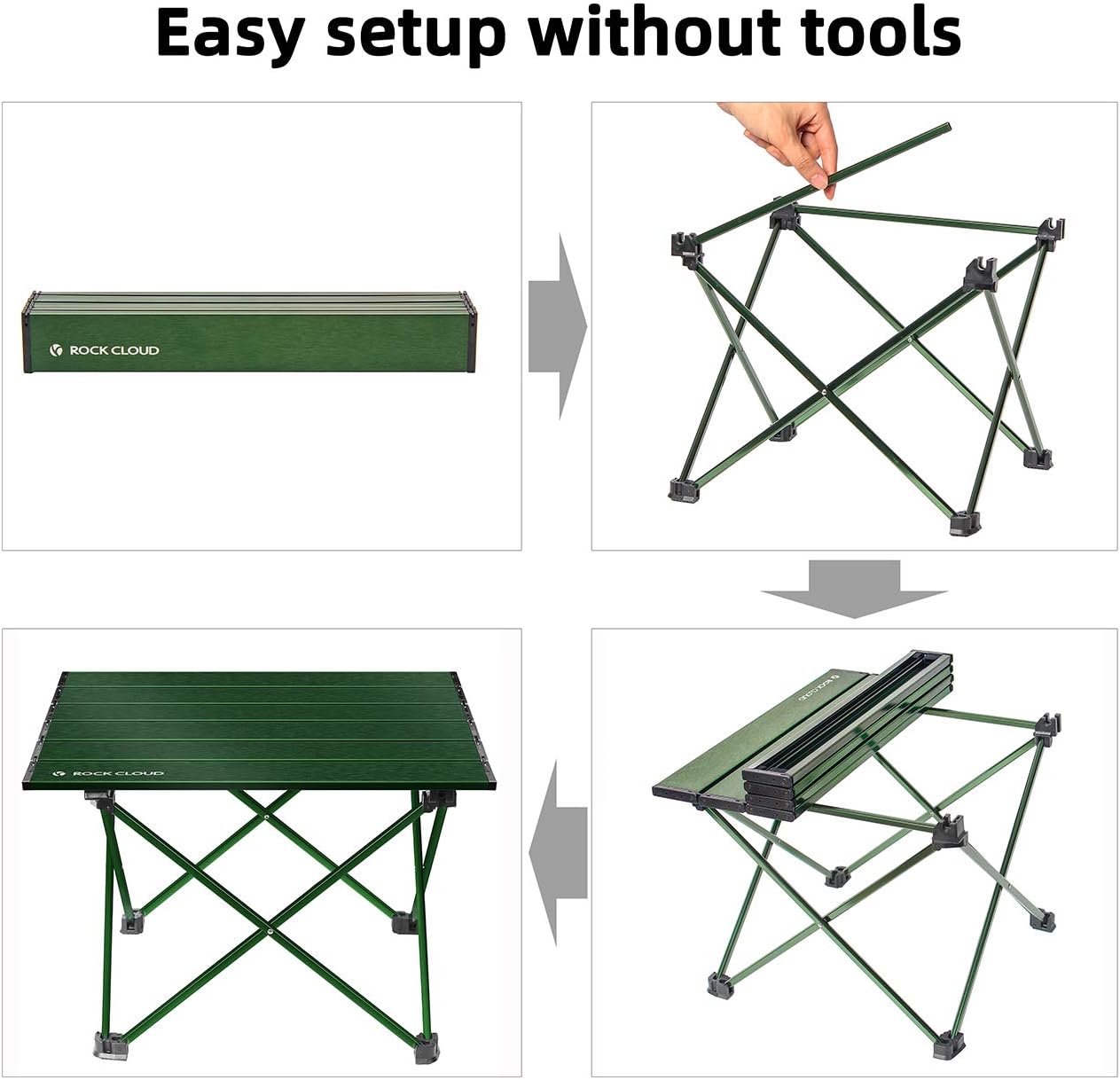 Rock Cloud Portable Camping Table Ultralight Aluminum Camp Table Folding Beach Table for Camping Hiking Backpacking Outdoor Picnic, Green: Furniture & Decor