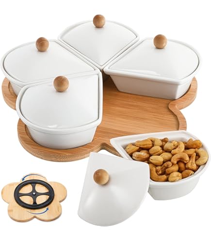 Amazon.com | yarlung Ceramic Divided Serving Dishes with Lids and
