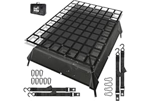 Finiboko Heavy Duty Cargo Net for Pickup Truck Bed,(4.8'x 6'-1200lbs) Gladiator Cargo Net with 6'x 8' Truck Bed Tarp,Weatherproof Cargo Cover Suitable for Daily Full Load of Pickup