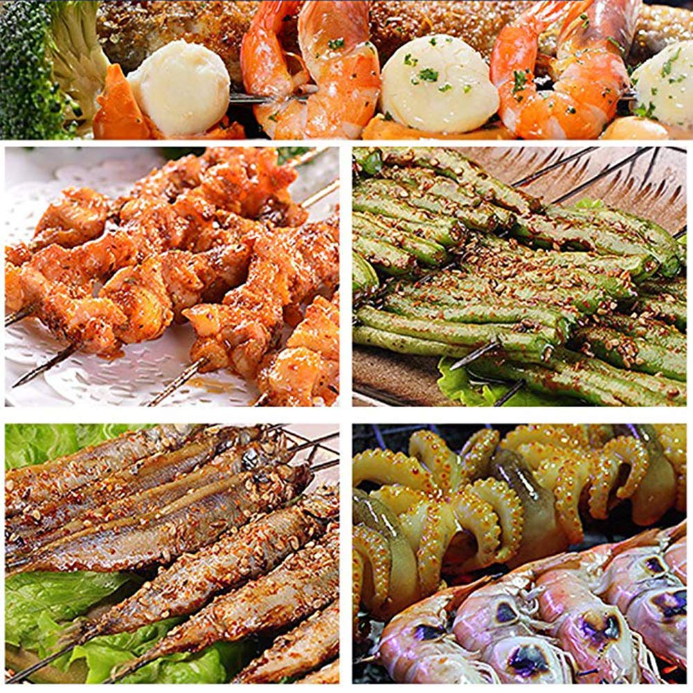 BigOtters Barbecue Skewers, 100PCS Metal Skewers for Grilling BBQ Needle Sticks for Meat Shrimp Chicken Vegetable Outdoor Cooking