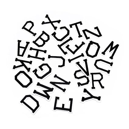 Flicken Aufbügelbilder Aufnäher Applikation Schwarz und weiß 26 Buchstaben Form Stickerei Patch 5.1x3.8cm-1 Satz