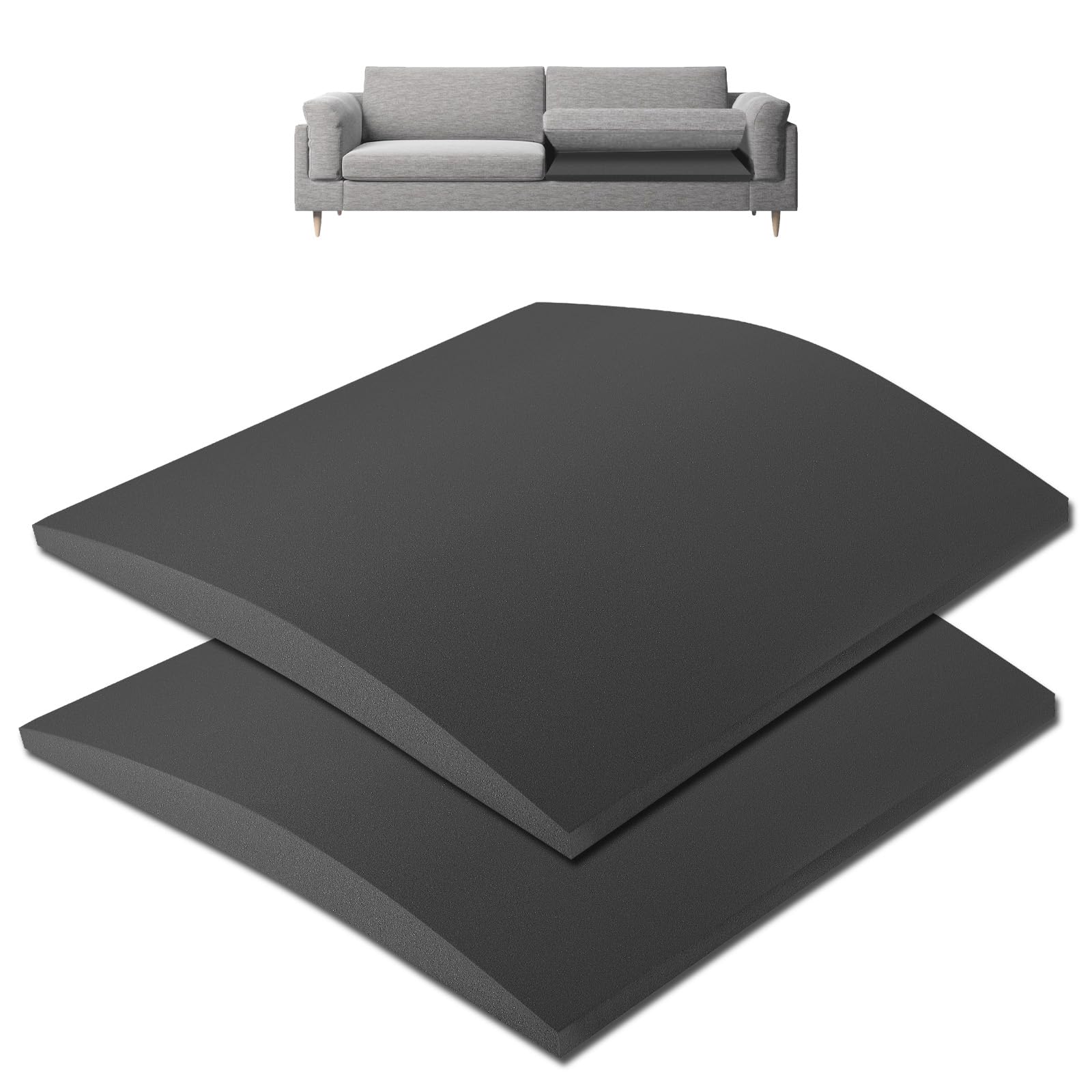 Gxpjycfob 2PCS 50 x 50cm Sofa Cushion Support, High Density Foam, Firm, Curve Cushion Support for Sofa Couch & Loveseat Chair, Indoor Use