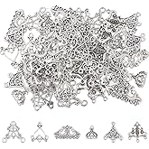 SUPERFINDINGS 120Pcs 6 Styles Antique Silver Chandelier Component Links Charm Alloy Necklace Earrings Connector Charms Tibetan Teardrop Connector Charms for Jewelry Making Necklace Pendants