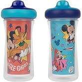 The First Years Disney Mickey Mouse Kids Insulated Sippy Cups - Dishwasher Safe Spill Proof Toddler Cups - Ages 12 Months and Up - 9 Ounces - 2 Count