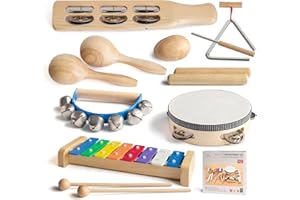 MUSICUBE Musical Instrument Set for Toddler Baby Kid Wooden Percussion Instrument Musical Toys Xylophone Maracas Egg Shaker Tambourine Triangle Instrument for Boys Girls Aged 3+ Choice