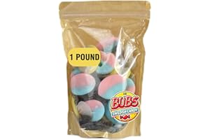 OVOVYME Bubs Swedish Candy Mix 1 POUND Sweet & Sour Assorted Swedish Candy Mix Ovals, Skulls, Rombs & Pears Foam Candy, Dizzy Skulls, Foam Rombs Tutti Frutti, Cool Fruity Pear Mini, Sour Skulls