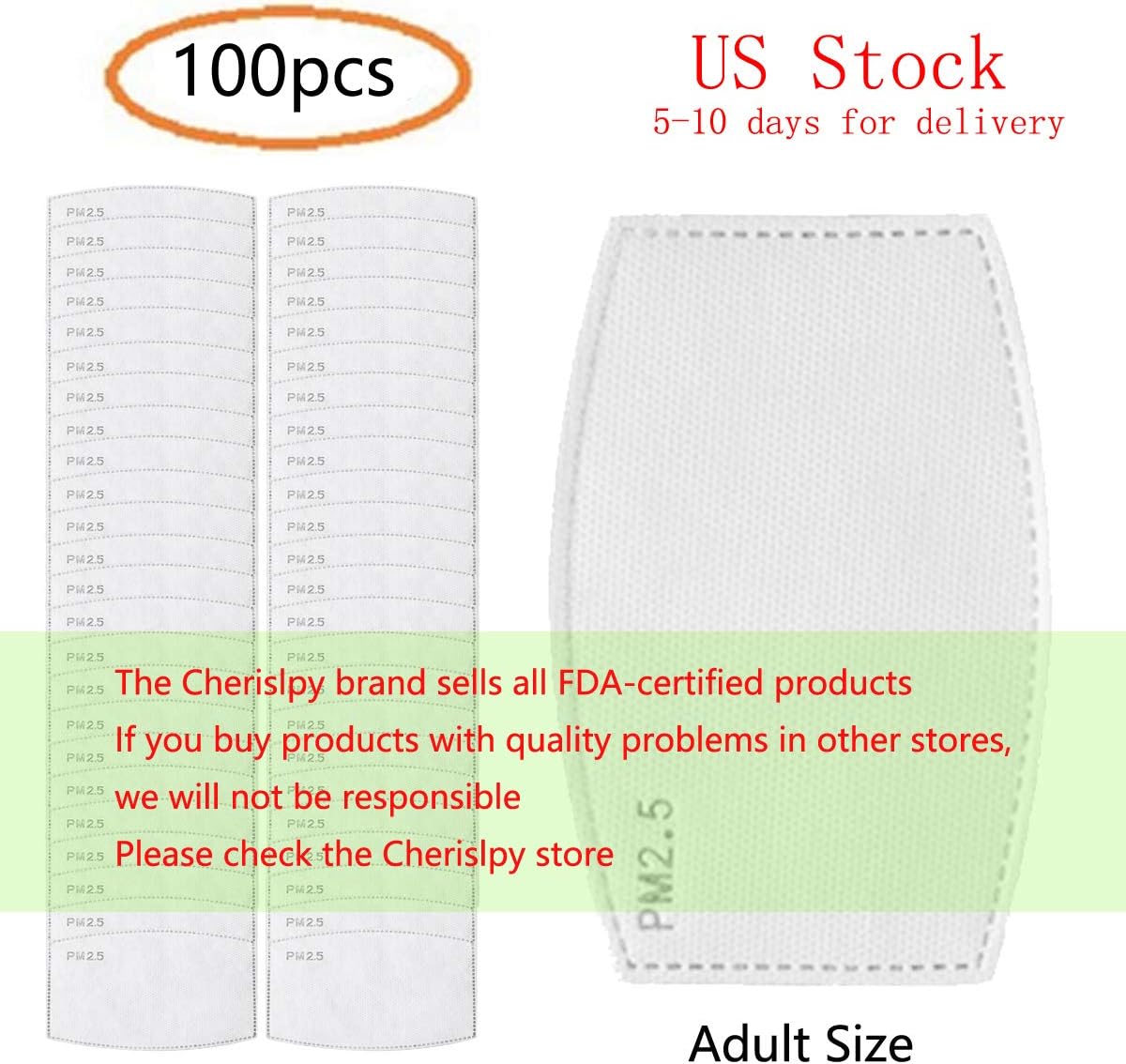 100pcs PM2.5 Activated Carbon Filter Mouth Mask Filters Breathing Insert Protective Mask Filter for Men Women,Anti Pollution Washable Cotton for Children Outdoor Activities (100pcs)