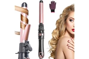 UOTJCNR 2024 Newest 28mm/1.1 inch Automatic Curling Wand Rotating Curling Iron for Long Short Hair, Automatic Hair Curler with LED Display, Professional Hair Waver Hair Styling Irons Fast Heating Wand