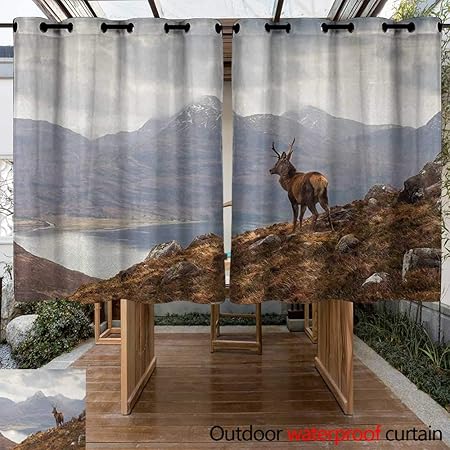 Amazon Com Curtains For Living Room Deer Wild Stag Overlooking