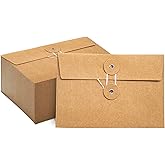 40 Pcs Kraft Paper Envelopes with String Tie Closure Project Pockets Document Organizer for Office Folder Booklet Bag, 4.53 x 6.7 inches (Brown)