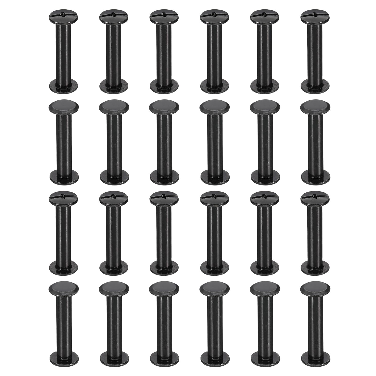 PATIKIL 24 Sets Chicago Screws, 26mm l Chicago Screws Phillips Binding Post Screw Bolts Leather Rivets Fasteners Connectors for Leather Belt Scrapbook Photo Albums, Black
