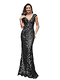 Womens Sequined Long Evening Gown Glamous