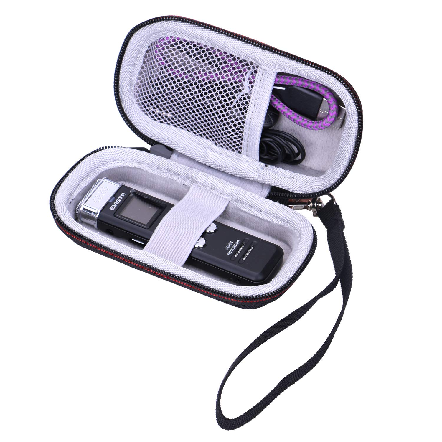 LTGEM Case Compatible with Digital Voice Recorder Voice Activated Recorder(Inside: 4.1"x2.1"x0.7"), Black+Grey