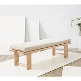 SAFAVIEH Couture Collection Bartolili Modern Beige Linen Cushion/Natural Bench
