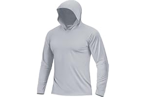 Boladeci Men's UPF 50+ Sun Protection UV Shirt Hoodie Quick Dry Long Sleeve Plain Rash Guard Fishing Swim T-Shirts