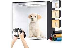 Fasonic Portable Light Box & Soft Box, 16"x16" Professional Shooting Tent with 120 LED Lights Photo Studio Light Box Photography with 6 Color PVC Backdrops for Jewelry and Product Photography
