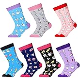 Vicenpal 7 Pairs Novelty Dental Teeth Socks Women Funny Nurse Socks Dental Assistant Casual Crew Tooth Gift for Dentist Doctor Hospital Workers