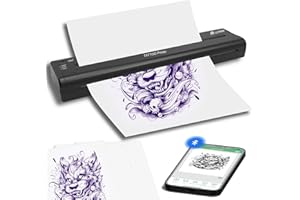 YILONG ATS886 Wireless Tattoo Stencil Printer Portable Bluetooth Thermal Printer Tattoo Machine with 15pcs Transfer Paper Rechargeable Tattoo Printer Kit Compatible with Android, iOS & Windows