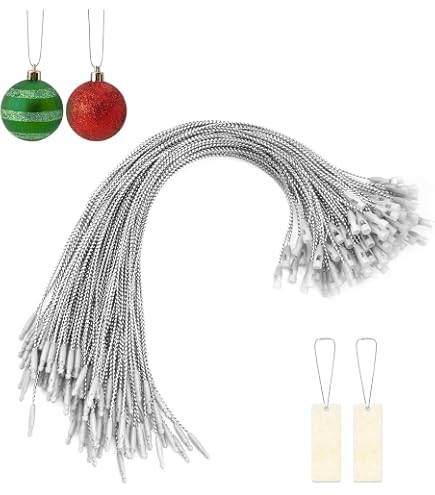 300 Crochets De Décoration De Noël Avec Cordon – Longueur 20 Cm – Couleur Argenté – À Clipser – Prédécoupés – Pour Sapin, Ornements, étiquettes Cadeaux