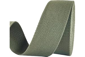 AEVORA 2 inch Cotton Webbing Braid Handles Bag Strap 15ft High Density Webbing Plain Weave Straps for Cloth Tote Bag, Pet Collars, DIY Projects, Crafts, Outdoor Accessories (Olive 538)