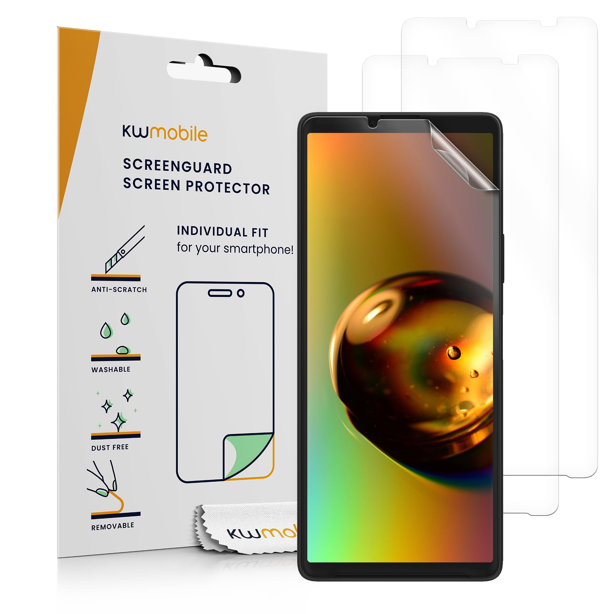 kwmobile Screen Protectors Compatible with Sony Xperia 10 VI Screen Protector - 3x Ultra-Clear Transparent Phone Films