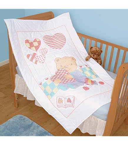 Jack Dempsey Prägung Stickpackung „Bär Auf Dem Mond“ – Für Quilt Oder Kissen, 101x152 Cm, Baumwolle/Poly
