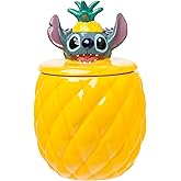 Silver Buffalo Disney Lilo and Stitch Pineapple Tropical 3D Sculpted Ceramic Cookie Snack Candy Jar (Medium)