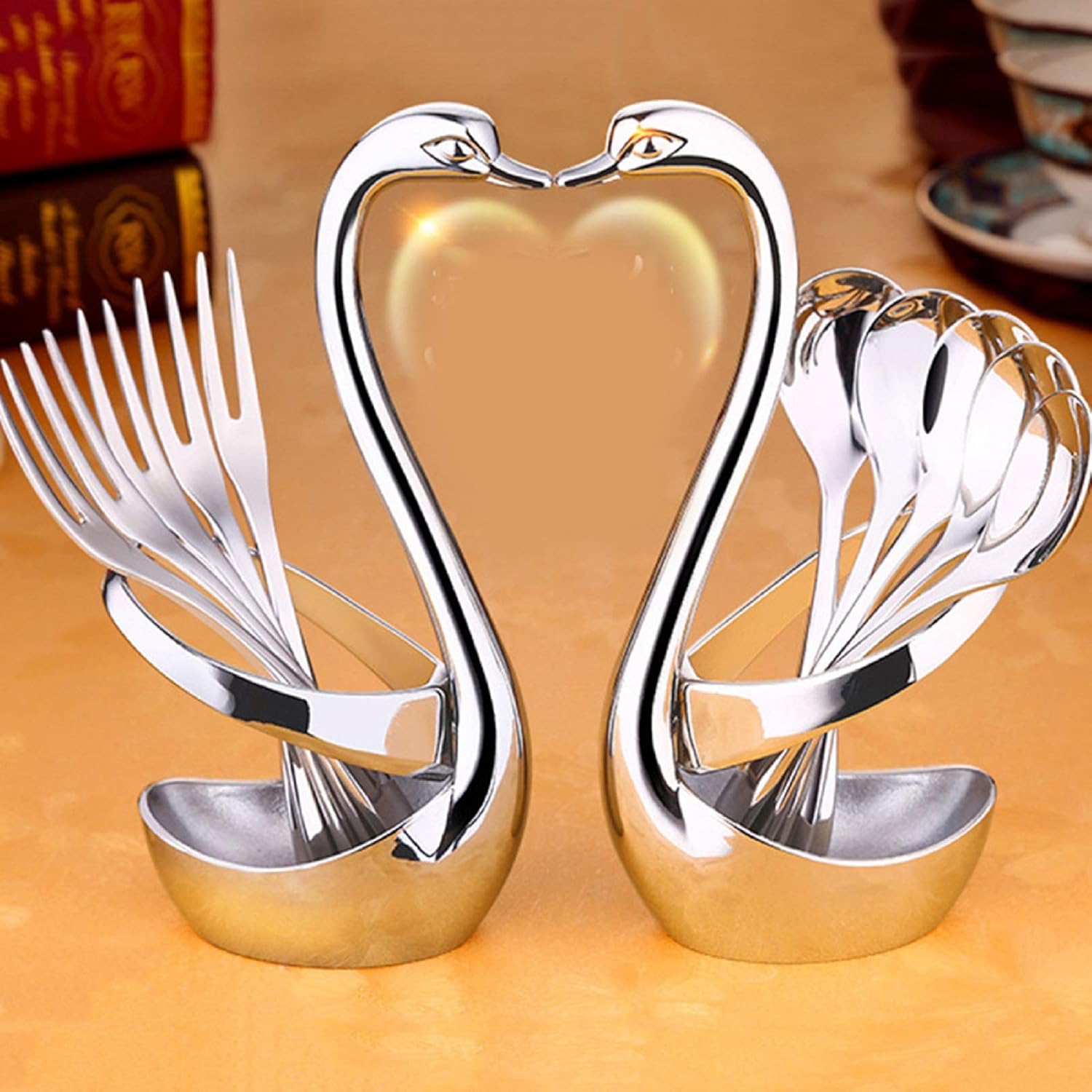 GUANGE Stainless Steel Swan Base Dinnerware Set, Swan
