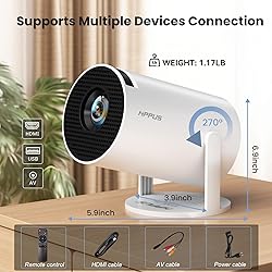 HIPPUS Mini Projector with WiFi and Bluetooth, Auto