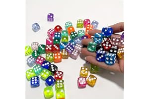 50-Pack 14mm Vibrant Acrylic Dice Set, Colorful Translucent D6 Dice for Board Games, Math Teaching & Party Favors, Ideal Hall