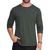 Hardaddy Men's Henley Long Sleeve Shirt Cotton 3-Button Placket Casual Crewneck T-Shirt for Men