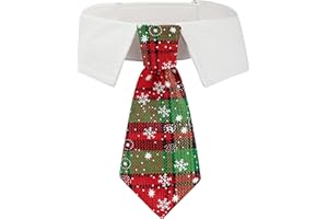 ADOGGYGO Christmas Dog Necktie Pet Tuxedo Christmas Dog Neck Tie Collar with Red Green Plaid Tie for Small Medium Large Dogs Pets (Large, Red & Green)