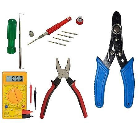 M Mod Con Wire Stripper, Plier, Multimeter and 5 in 1 Mobile Laptop Repair and 2 in 1 Combination Screwdriver Set