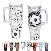 aiwkjdns 40 oz Unique Soccer Gifts Tumbler with Handle Straw Lid 40oz Soccer Lover Gift for Girls Double Stainless Steel Insulated Cups for Boys