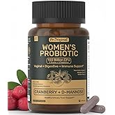 Probiotics for Women - 100 Billion CFU, 11 Strains with Organic Prebiotics, Cranberry Extract, D-Mannose - Women’s Probiotic for Digestive, Vaginal, Urinary Health & pH Balance - Non-GMO, 60 Capsules