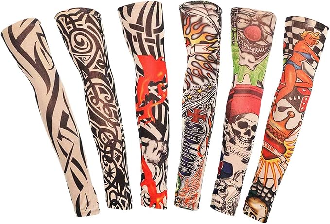 Decareta 6 Pcs Manches De Tatouage Bras Faux Tatouages Tattoo Elastique Protections Solaires Accessoires à La Mode Manches De Tatouaget Temporaires