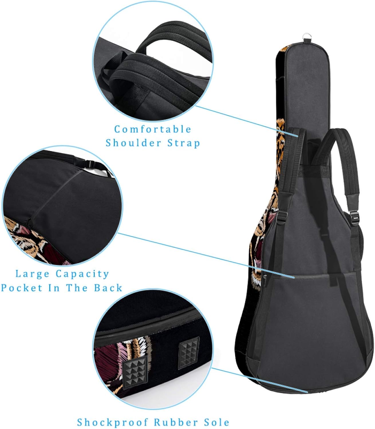 Instrument Accessories Electric Guitar Bag Electric Guitar Gig Bag Case Padding Dual Adjustable Shoulder Strap Electric Guitar Case Roses Leopard Guitar Bass Accessories