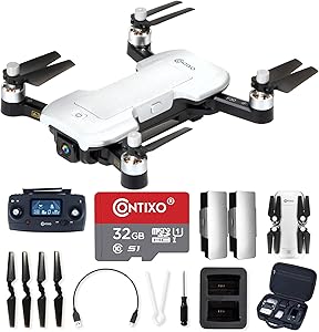 Contixo F30 Drone for Kids & Adults WiFi 4K UHD Camera and GPS, FPV Quadcopter for Beginners, Foldable Mini Drone, Brushless Motor, Follow Me, Two Batteries and Carrying Case Included