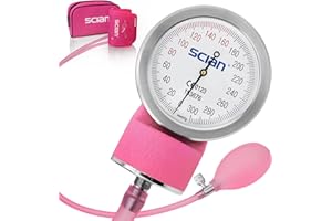SCIAN Manual Blood Pressure Cuff - Aneroid Sphygmomanometer with European Cuff 8.7-16.5" and D-Ring, Come with Carrying Bag for Nurse Doctor Senior Adult, Pink