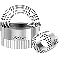 ALLTOP 5 Piece Round Biscuit Cutters with Handle, Stainless Steel Circle Cookie Cutter with Fluted Edge, Professional Baking Essential Tool for Pastry,Scone,Donut