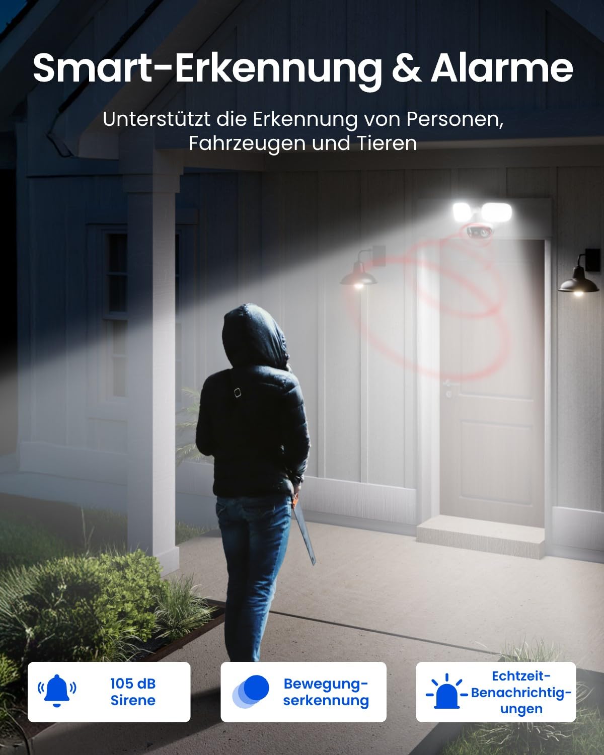 Reolink 16MP PoE Überwachungskamera Außen mit 180° Dual-Objektiv, 2800 Lumen Beleuchtung, Vollfarb- & IR- Nachtsicht, Smart-Erkennung, 24/7 Aufzeichnung mit Bewegungsspur, Elite Pro Floodlight PoE 4