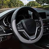 Valleycomfy Microfiber Leather Steering Wheel Cover Large-Size for F150 F250 F350 Ram 4Runner Tacoma Tundra Range Rover Model S X with 15 1/2 inches-16 inches Outer Diameter-Gray