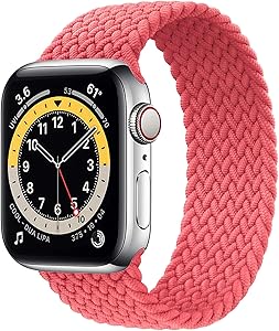 WAAILU Solo Loop Braided Band Woven Compatible for Apple Watch SE Series 6 40mm 44mm Compatible for Iwatch 5/4/3/2/1 38mm 42mm-(Pink-38/40-3)