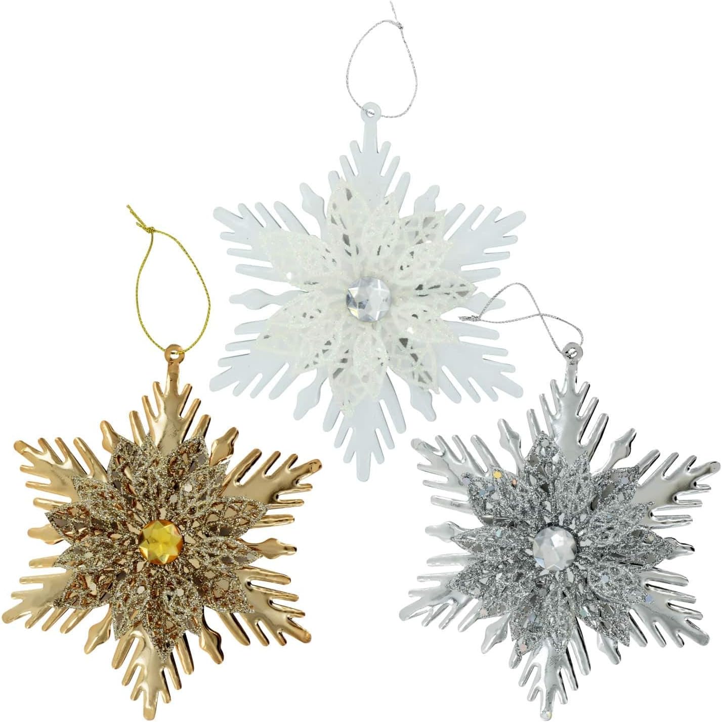 Amazon Com Christmas Decorations Glittery Metal Snowflake