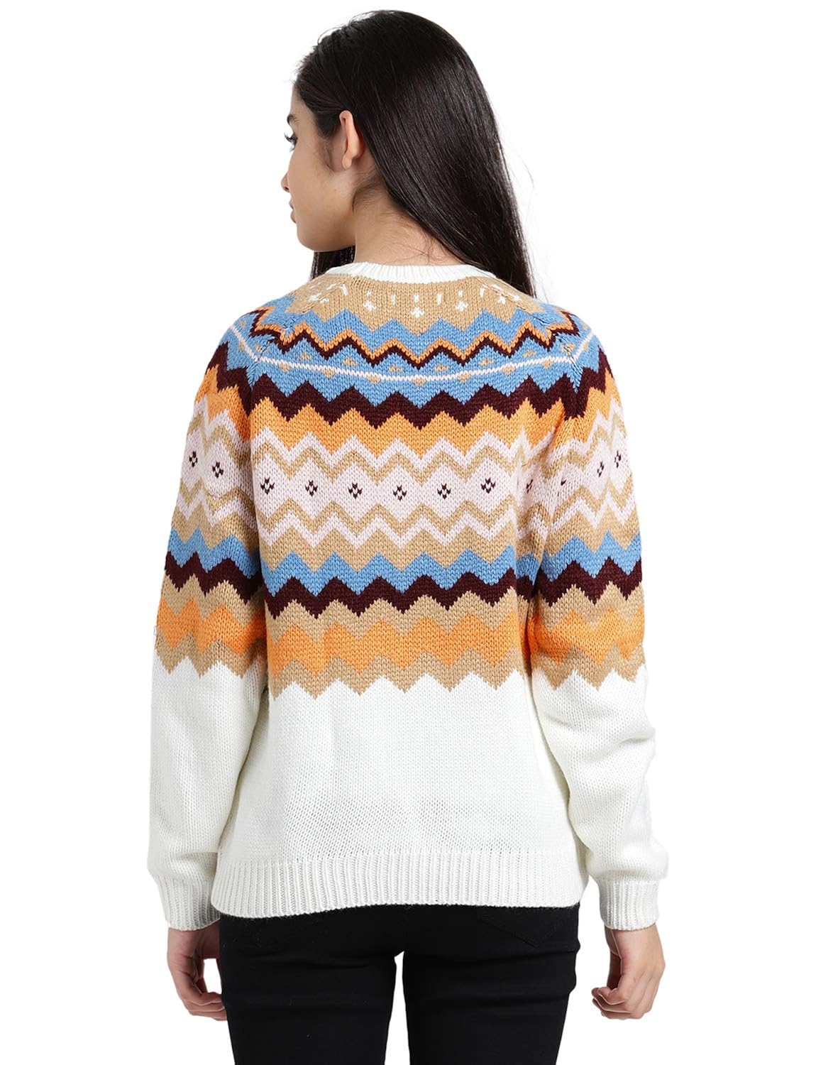 zink london multi-coloured polyester aztec design raglan sweater top for women